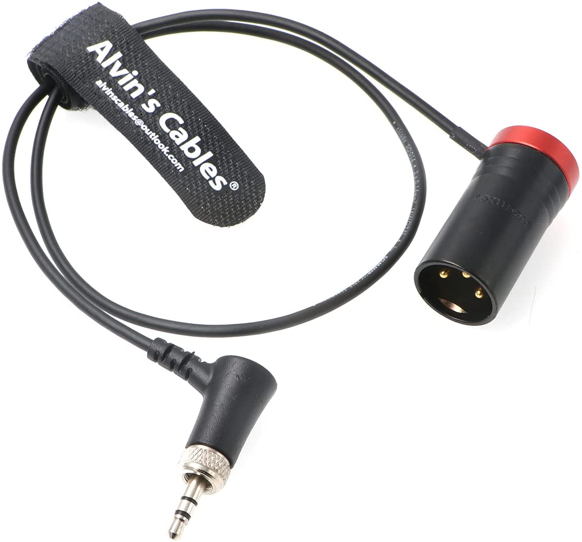 Low-Profile Audio-Cable for Sennheiser-EK-2000 XLR 3-Pin Male to Locking-3.5mm-TRS Right-angle Balanced Cable for Sound Devices 633 688 Zaxcom Zoom Alvin&#39;s Cables Blue/Red