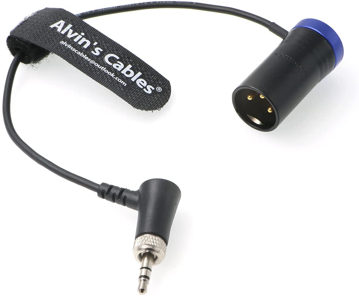 Low-Profile Audio-Cable for Sennheiser-EK-2000 XLR 3-Pin Male to Locking-3.5mm-TRS Right-angle Balanced Cable for Sound Devices 633 688 Zaxcom Zoom Alvin&#39;s Cables Blue/Red