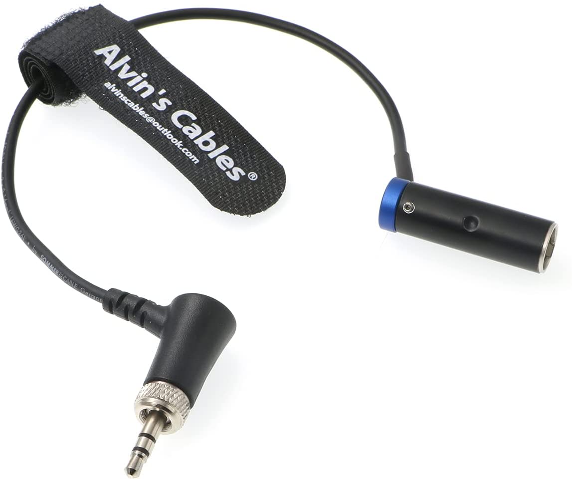 Alvin&#39;s Cables Low-Profile TA3M Mini-XLR 3-Pin Male to 3.5mm-TRS-Locking Audio-Cable for Canon-EOS-C70 from Deity BP-TRX Sennheiser-EK-100 G4|G3 20cm|8inches Black|Red|Blue