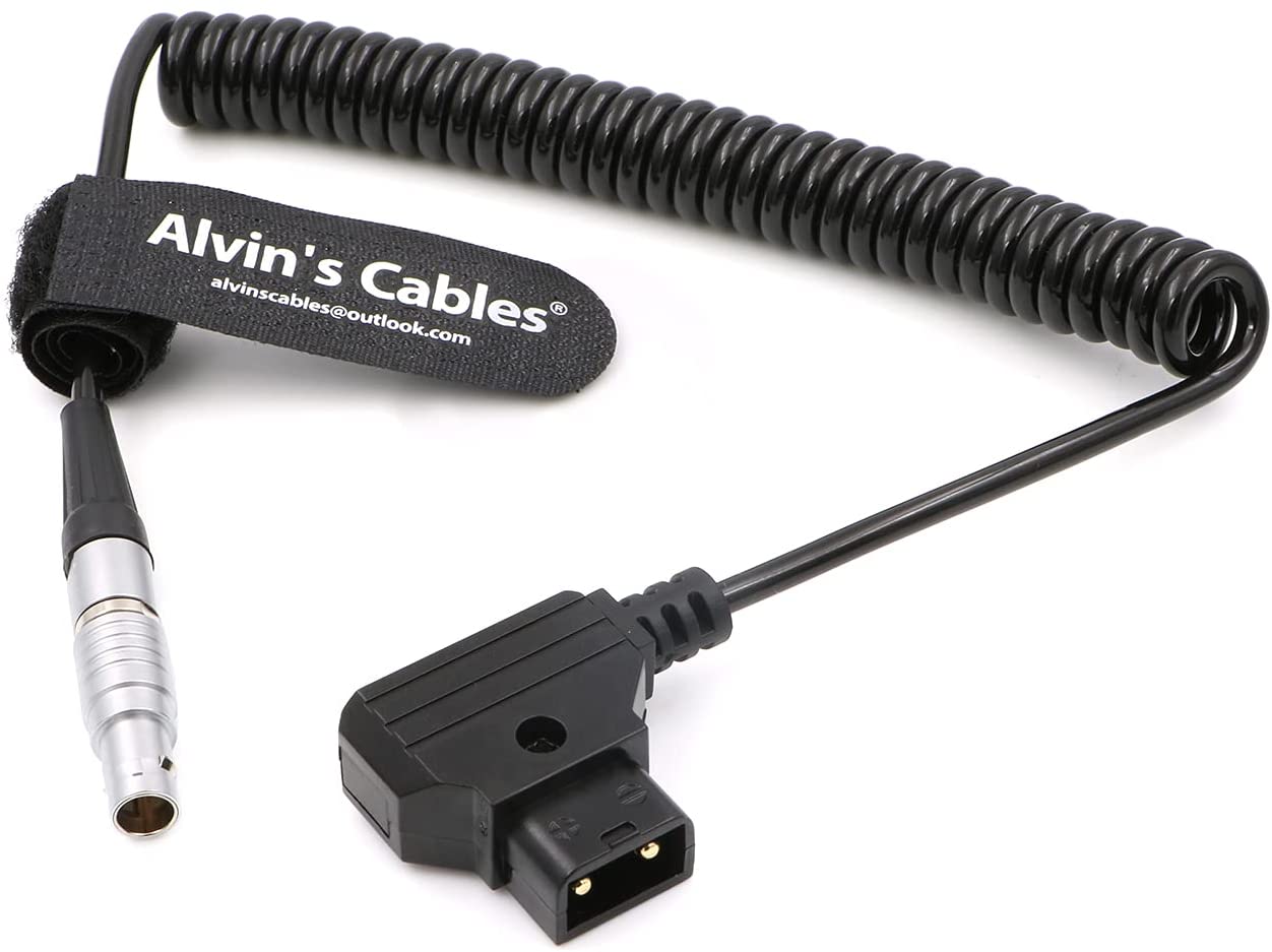 Alvin&#39;s Cables 7 Pin Male to D-tap Coiled Power Cable for ARRI cforce RF motor| cmotion cPRO motor| camin CAM