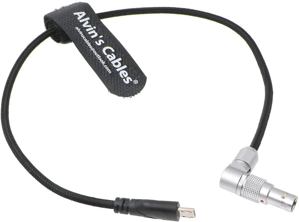Alvin's Cables 2-poliger Stecker auf Micro-USB-Stromkabel für Z CAM E2 Flaggschiff zu Nucleus Nano Geflechtdraht