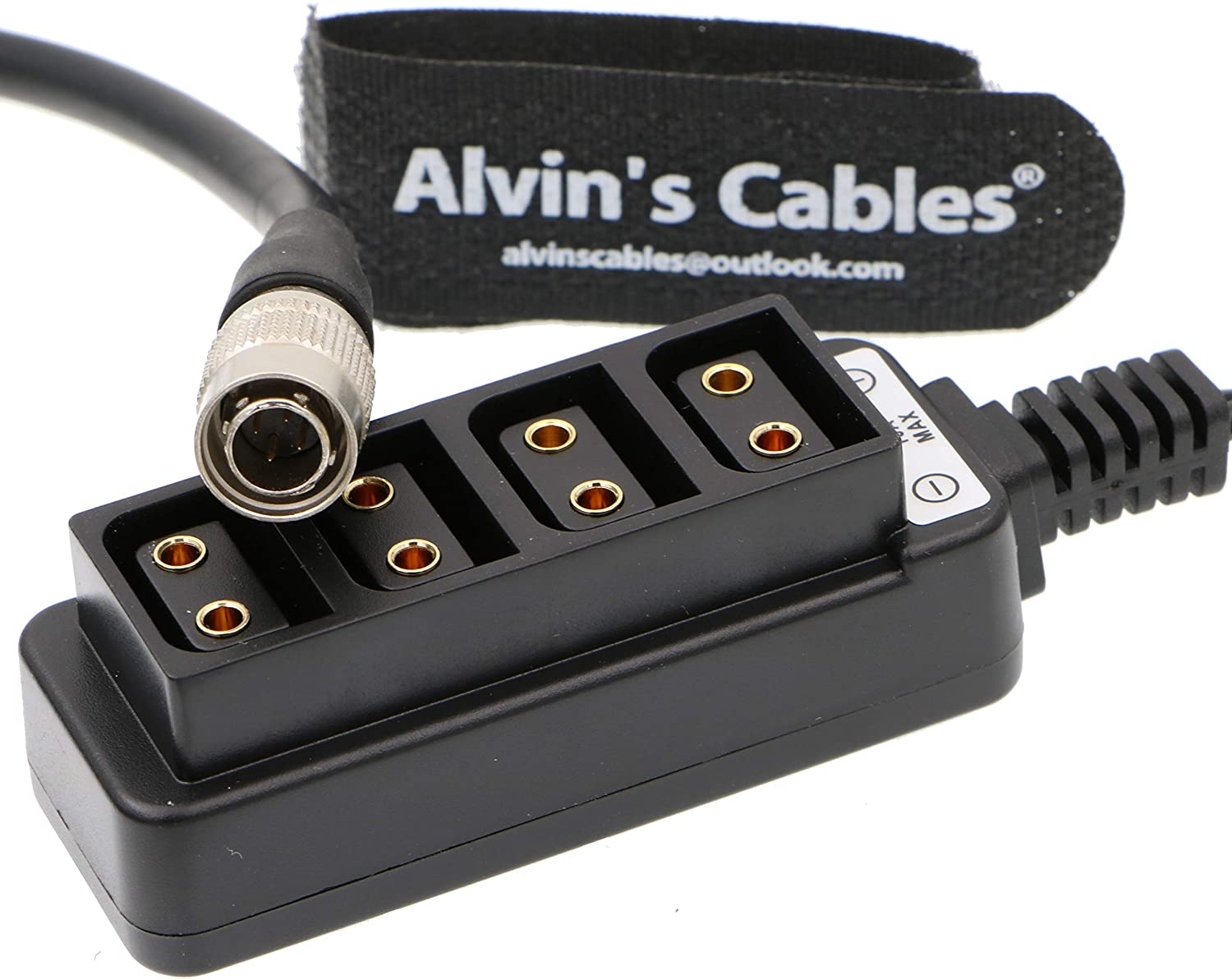 Alvin's Cables Hirose 4 Pin Stecker auf 4 Port D-Tap Buchse Splitter Stromkabel für Sony F55/FS7 Kamera Arri Amira 70CM