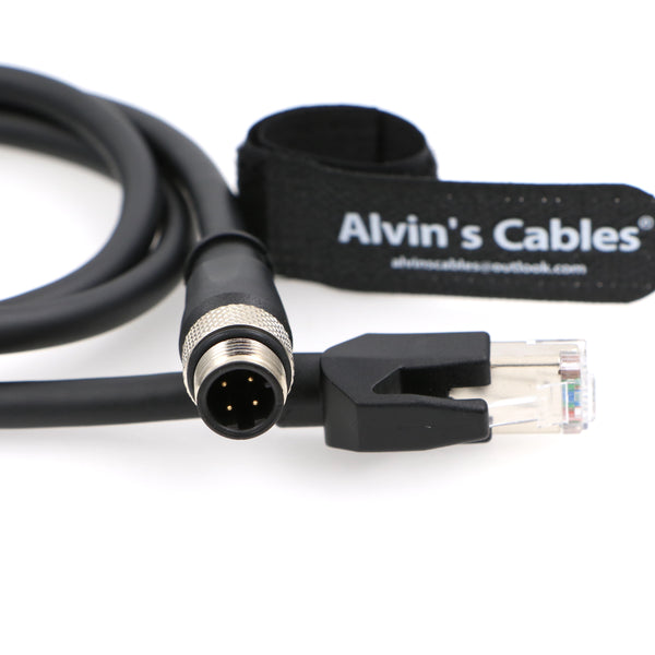 Alvin's Cables Shielded Ethernet Cable M12 4 Position D Coded to RJ45 Network Cord Cat5e SFTP 24AWG PUR Jacket Flexible Waterproof 1M/3M
