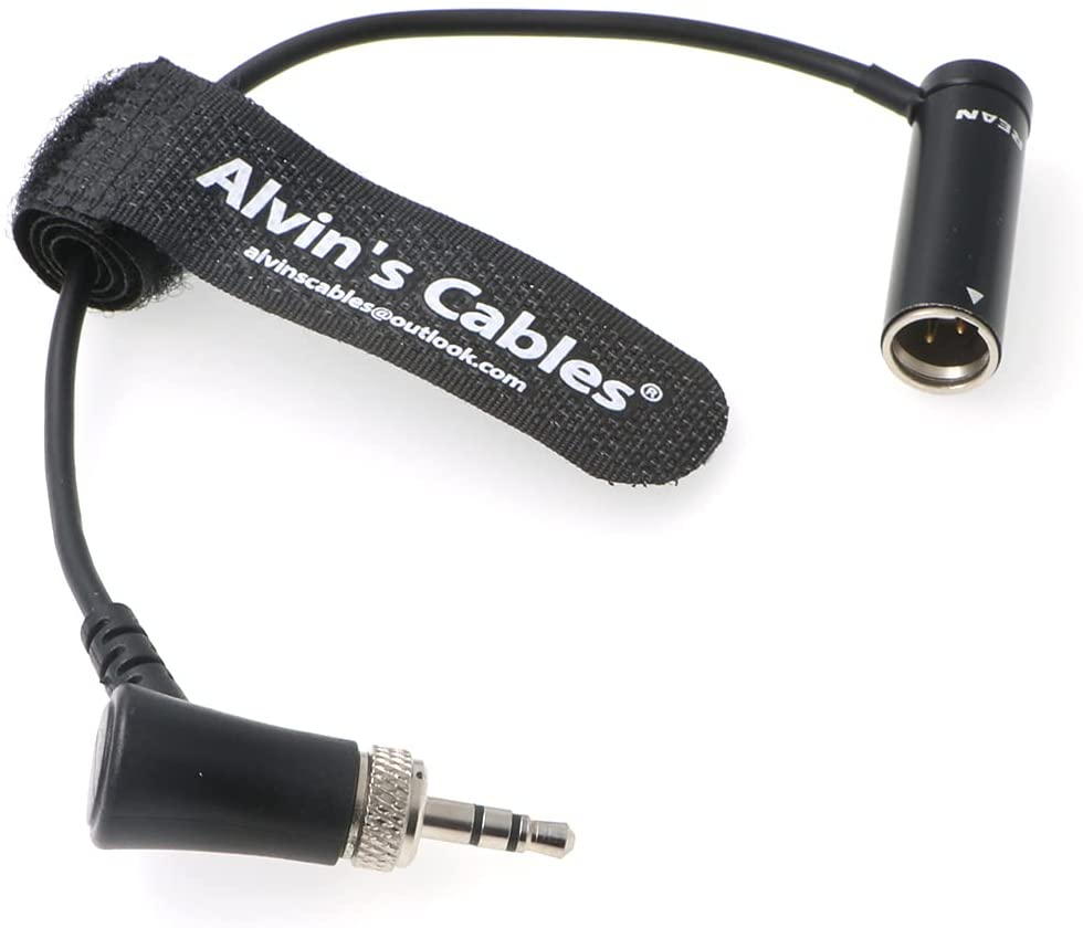 Alvin&#39;s Cables Low-Profile TA3M Mini-XLR 3-Pin Male to 3.5mm-TRS-Locking Audio-Cable for Canon-EOS-C70 from Deity BP-TRX Sennheiser-EK-100 G4|G3 20cm|8inches Black|Red|Blue