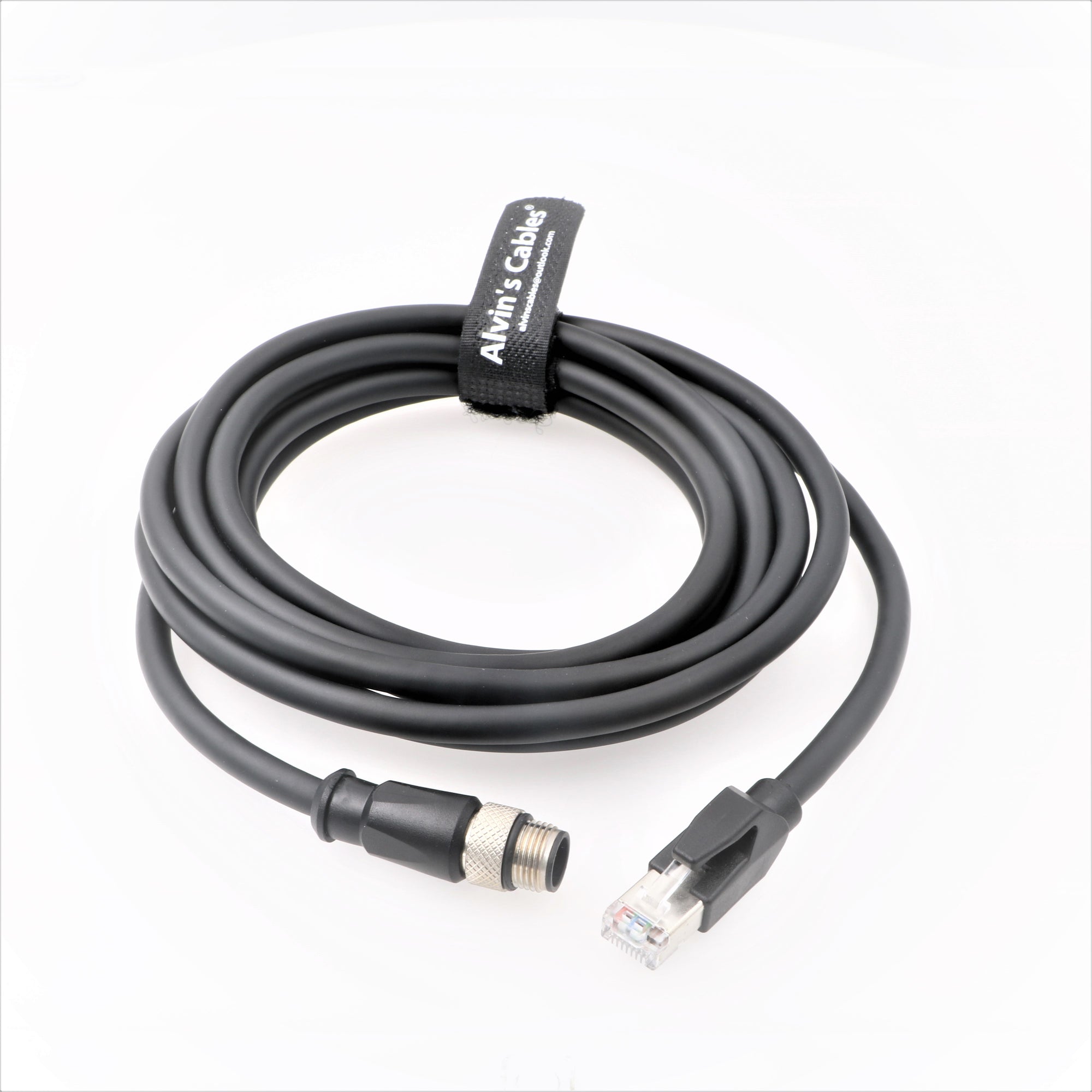 Alvin’s Cables M12 8 Position X Code to RJ45 CCB-84901-2001-03 Ethernet Cable for Cognex in Sight 8200 8400 Series P67 Waterproof  Black