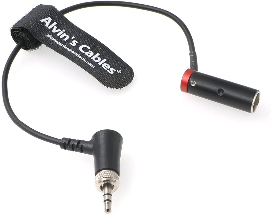 Alvin&#39;s Cables Low-Profile TA3M Mini-XLR 3-Pin Male to 3.5mm-TRS-Locking Audio-Cable for Canon-EOS-C70 from Deity BP-TRX Sennheiser-EK-100 G4|G3 20cm|8inches Black|Red|Blue