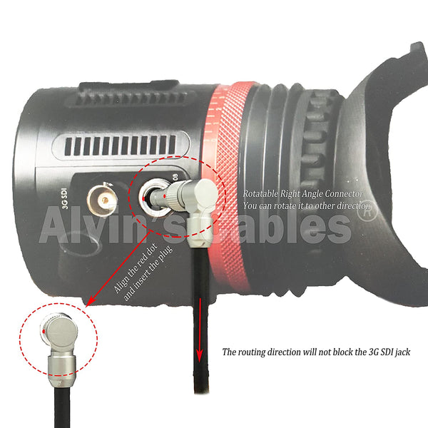 Alvin's Cables Zacuto Kameleon EVF drehbarer rechtwinkliger 4-poliger Stecker auf umgekehrtes D-Tap-Stromkabel 18 Zoll/45 cm