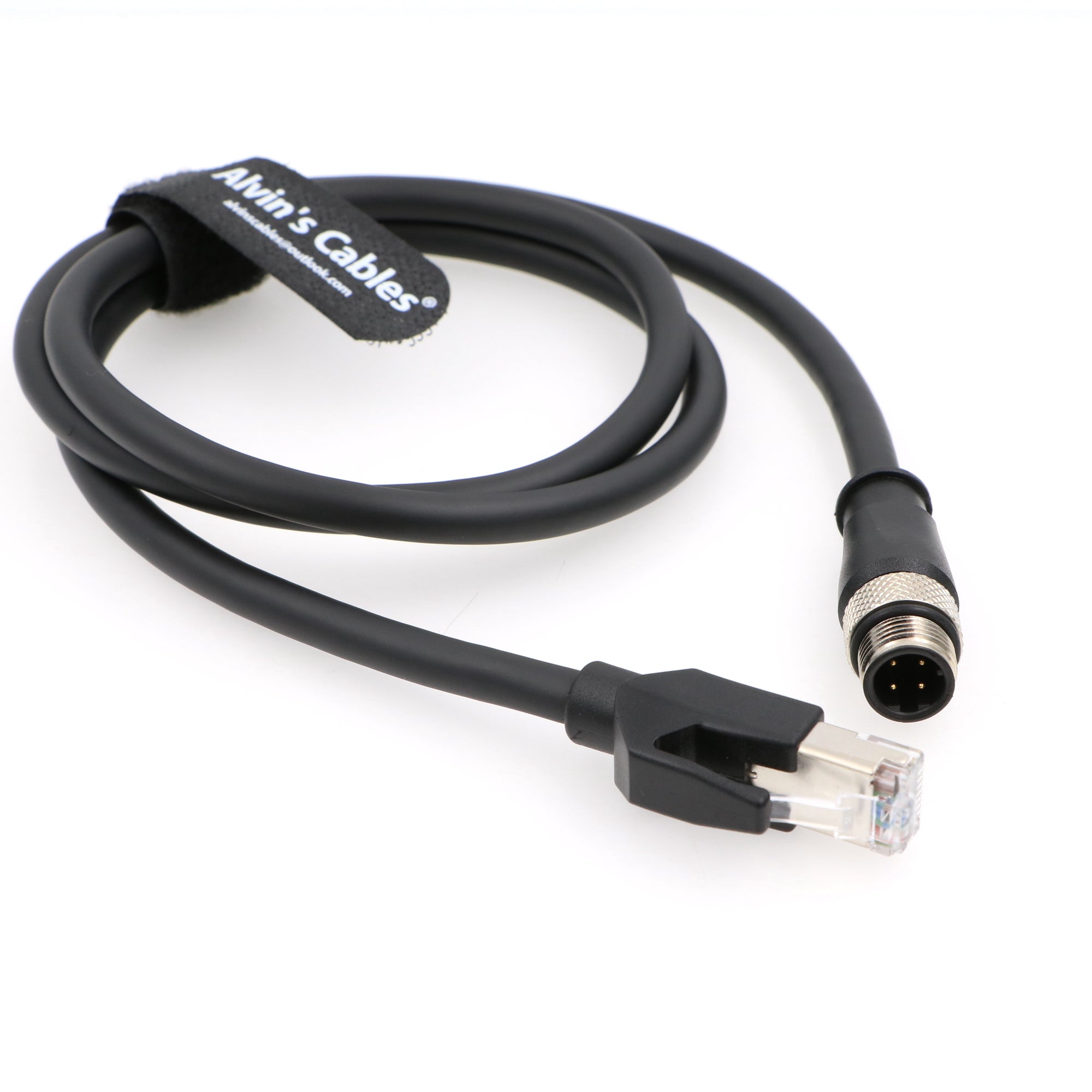 Alvin&#39;s Cables Shielded Ethernet Cable M12 4 Position D Coded to RJ45 Network Cord Cat5e SFTP 24AWG PUR Jacket Flexible Waterproof 1M/3M