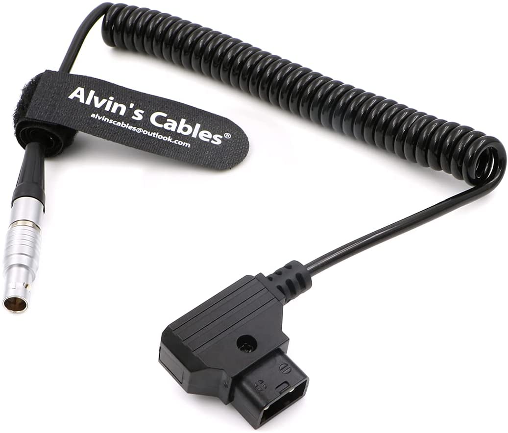 Alvin&#39;s Cables 7 Pin Male to D-tap Coiled Power Cable for ARRI cforce RF motor| cmotion cPRO motor| camin CAM