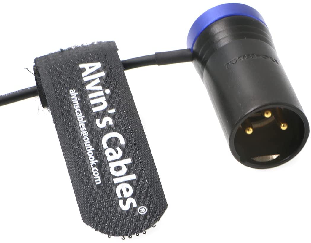 Low-Profile Audio-Cable for Sennheiser-EK-2000 XLR 3-Pin Male to Locking-3.5mm-TRS Right-angle Balanced Cable for Sound Devices 633 688 Zaxcom Zoom Alvin&#39;s Cables Blue/Red