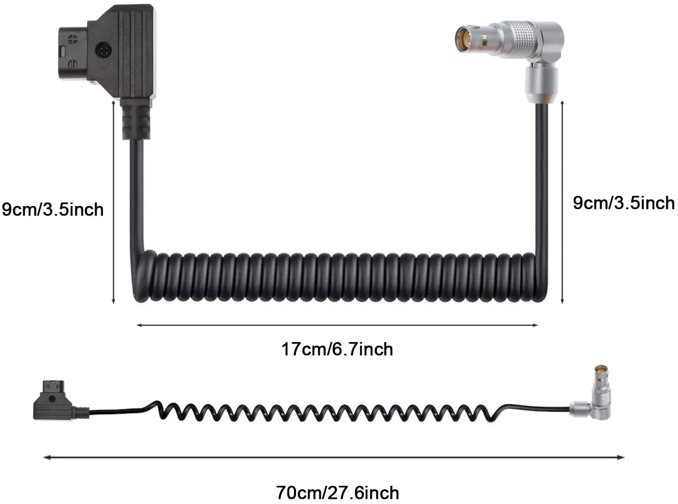 Rotatable Power-Cable for Red-Komodo 2-Pin-Female Right-Angle to D-tap Coiled-Cable Adjustable L-Shape Cord Alvin’s Cables