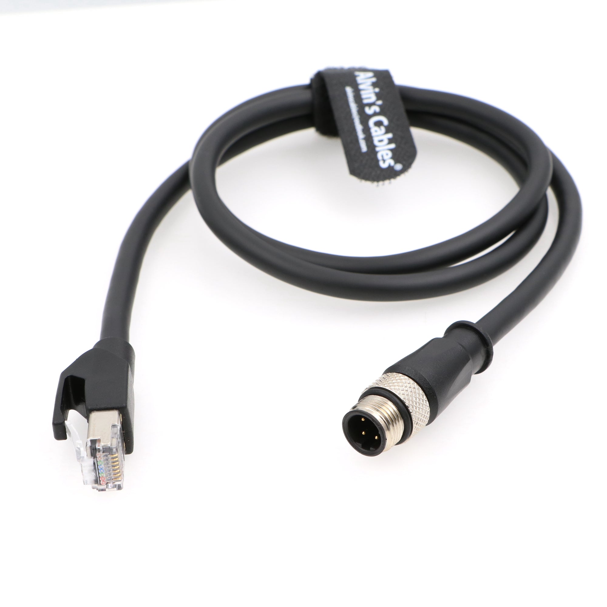 Alvin&#39;s Cables Shielded Ethernet Cable M12 4 Position D Coded to RJ45 Network Cord Cat5e SFTP 24AWG PUR Jacket Flexible Waterproof 1M/3M