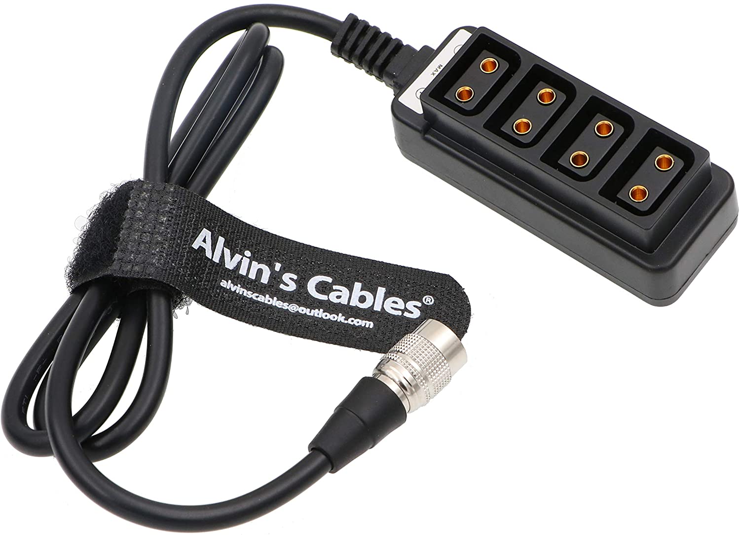 Alvin's Cables Hirose 4 Pin Male to 4 Port D-tap Female Splitter Power Cable for Sony F55/FS7 Camera Arri Amira 70CM