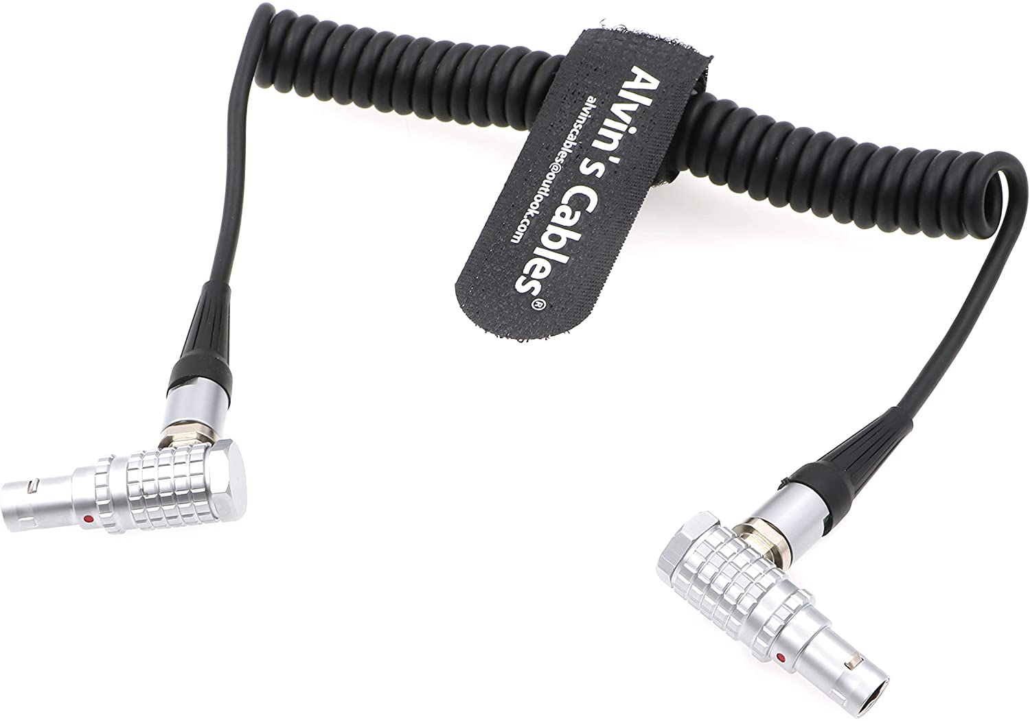 Alvin's Cables TIME Code Coiled Cable for Sound Devices ZAXCOM DENECKE XL-LL Roll Right Angle 5 Pin Male to Male