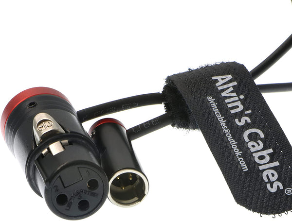 Flaches 3-poliges Mini-XLR-Stecker-auf-XLR-Buchsen-Audiokabel in voller Größe für BMPCC 4K 6K-Kamera Video Assist Originalstecker Farbige Alvin-Kabel Rot 14 Zoll | 36 cm