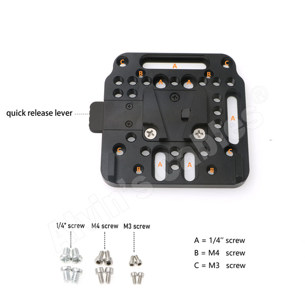 V-Lock Assembly-Kit with Female-V-Dock Male-V-Lock Quick-Release-Plate for V-Mount-Battery Alvin’s Cables