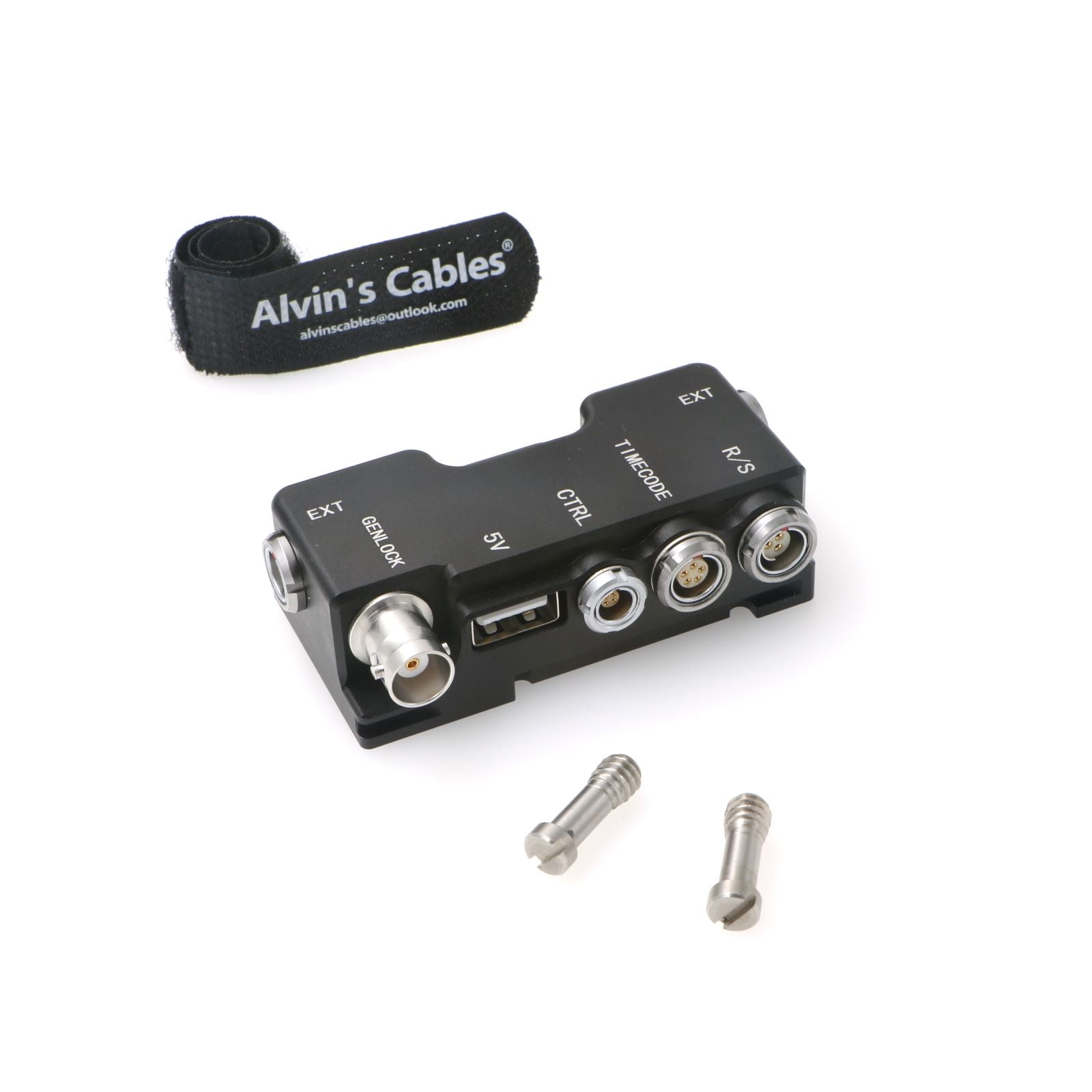 Alvin’s Cables Breakout B-Box for RED-KOMODO Camera EXT-9-Pin to Run-Stop|Timecode|CTRL|5V USB| Genlock-BNC Splitter-Box with Straight to Right Angle Cable