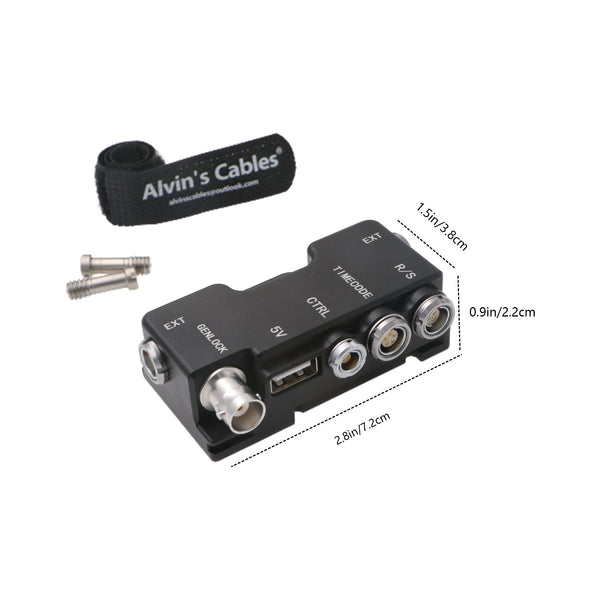 Alvin’s Cables Breakout B-Box für RED-KOMODO Kamera EXT-9-Pin auf Run-Stop|Timecode|CTRL|5V USB| Genlock-BNC-Splitterbox mit geradem zu rechtwinkligem Kabel