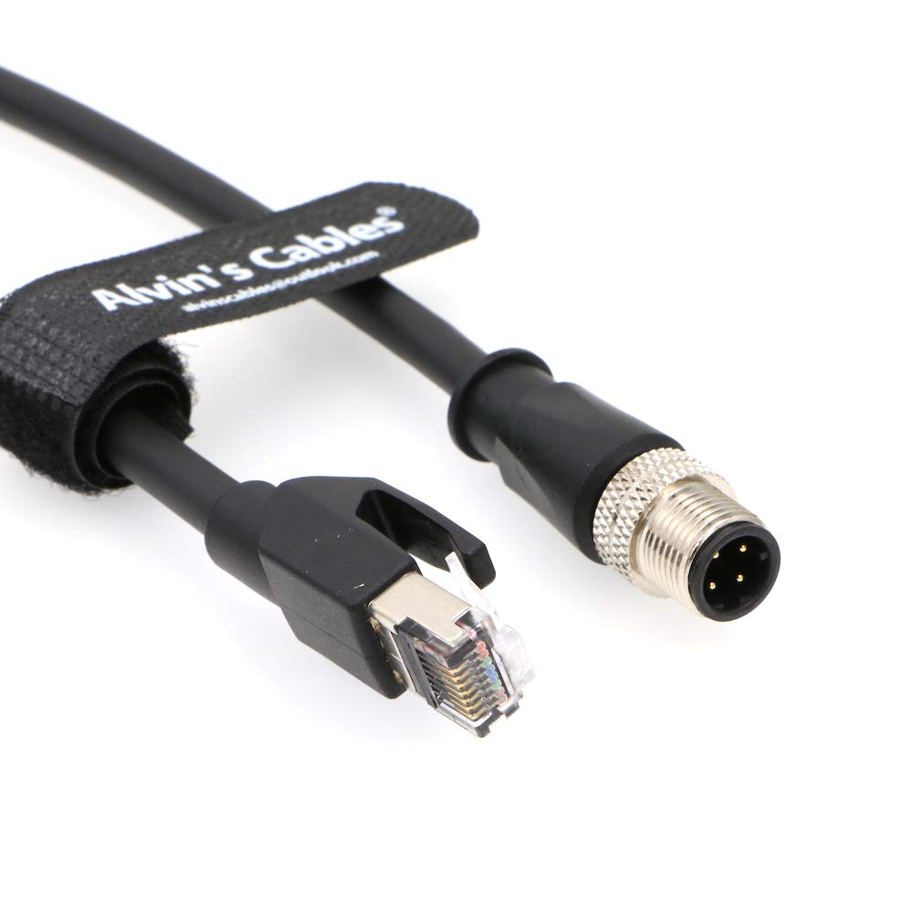 Alvin&#39;s Cables M12 4 Position D Coded to RJ45 Ethernet Cable M12 4 Pin Male to RJ45 Male Network CAT5e Shielded Cord Industrial Ethernet Cable