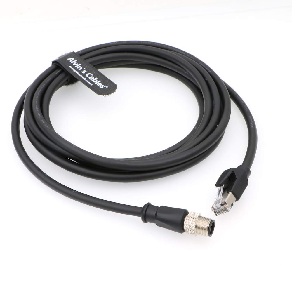 Alvin&#39;s Cables M12 4 Position D Coded to RJ45 Ethernet Cable M12 4 Pin Male to RJ45 Male Network CAT5e Shielded Cord Industrial Ethernet Cable