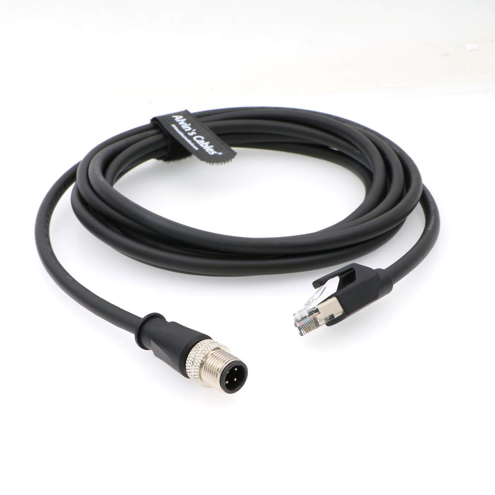 Alvin&#39;s Cables M12 4 Position D Coded to RJ45 Ethernet Cable M12 4 Pin Male to RJ45 Male Network CAT5e Shielded Cord Industrial Ethernet Cable