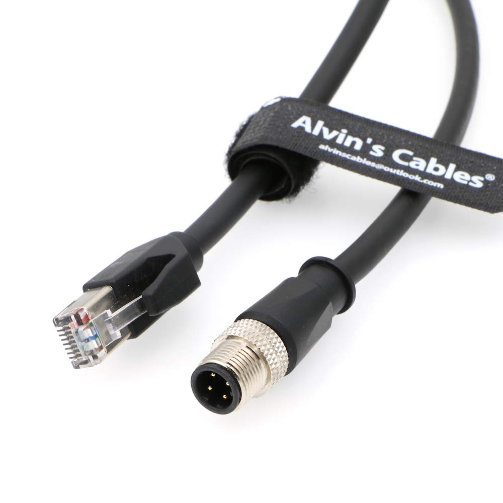 Alvin&#39;s Cables M12 4 Position D Coded to RJ45 Ethernet Cable M12 4 Pin Male to RJ45 Male Network CAT5e Shielded Cord Industrial Ethernet Cable