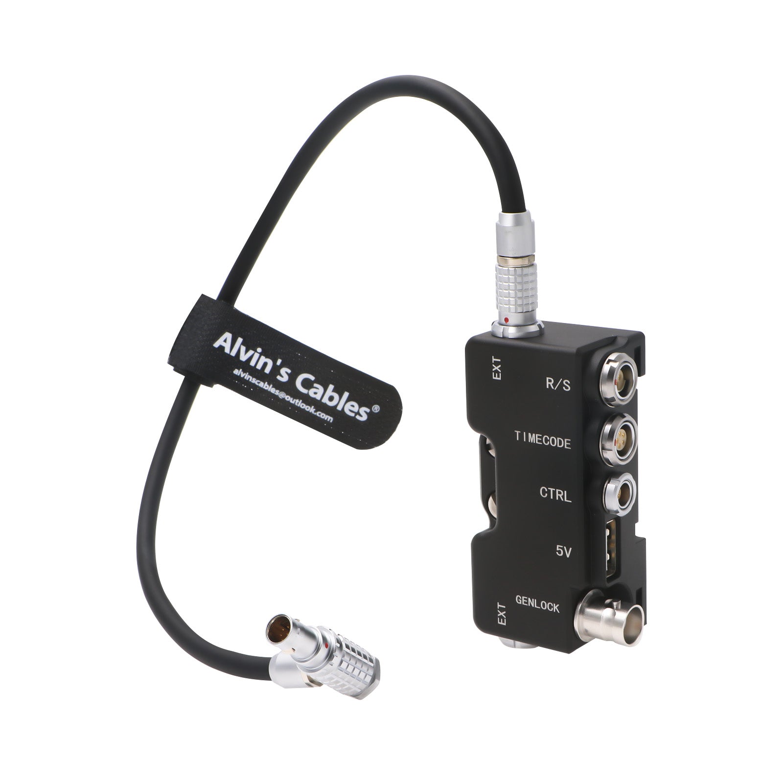 Alvin’s Cables Breakout B-Box for RED-KOMODO Camera EXT-9-Pin to Run-Stop|Timecode|CTRL|5V USB| Genlock-BNC Splitter-Box with Straight to Right Angle Cable