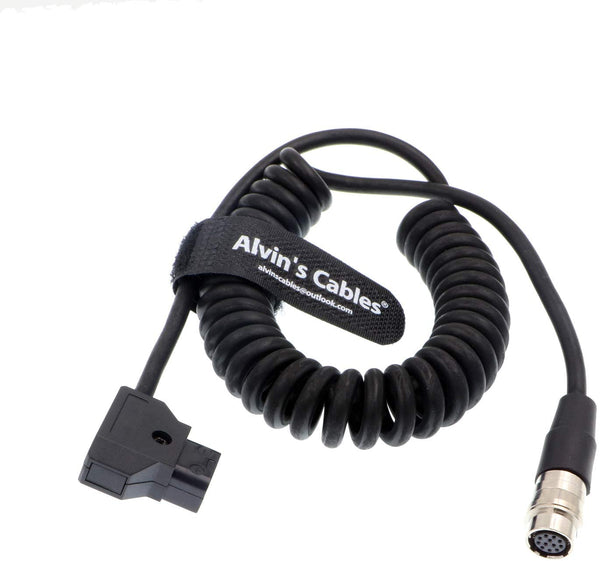 Alvin's Cables 12 Pin Hirose Power Cable for B4 2/3" Fujinon Canon Nikon Lens 12 Pin Female to D Tap Male Coiled Power Cord