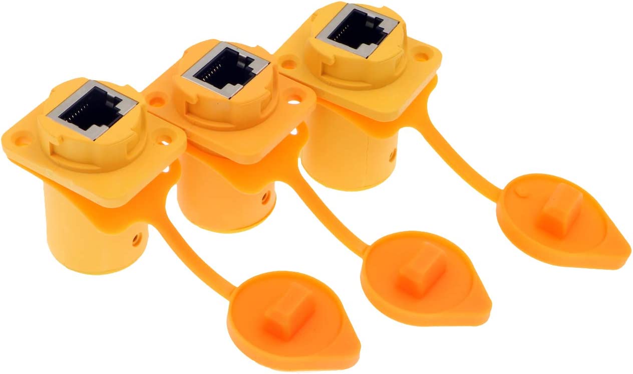 Alvin&#39;s Cables 3 Pcs RJ45 Waterproof Coupler Socket Connector IP65 Ethernet Panel Mount RJ45 Connector