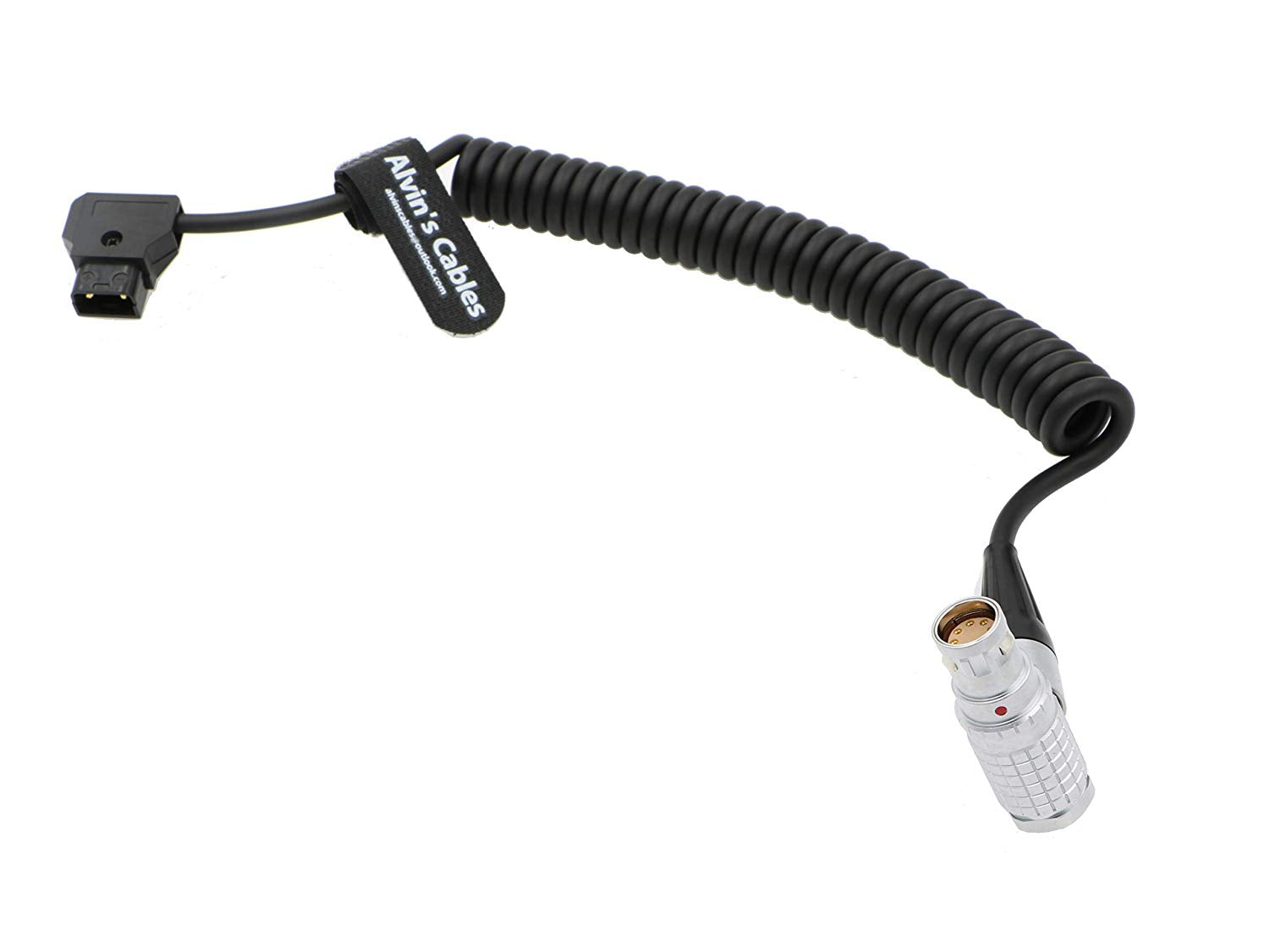 Alvin's Cables Arri Alexa Mini Camera Coiled Power Cable 8 Pin Female Right Angle to D Tap