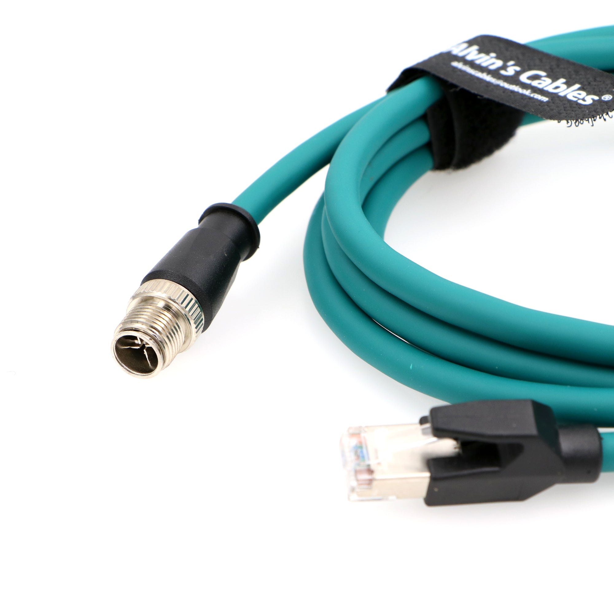 Alvin’s Cables M12 8 Pole X-Code Male to RJ45 Cat6a Ethernet Shielded Cable for Cognex Industrial Camera