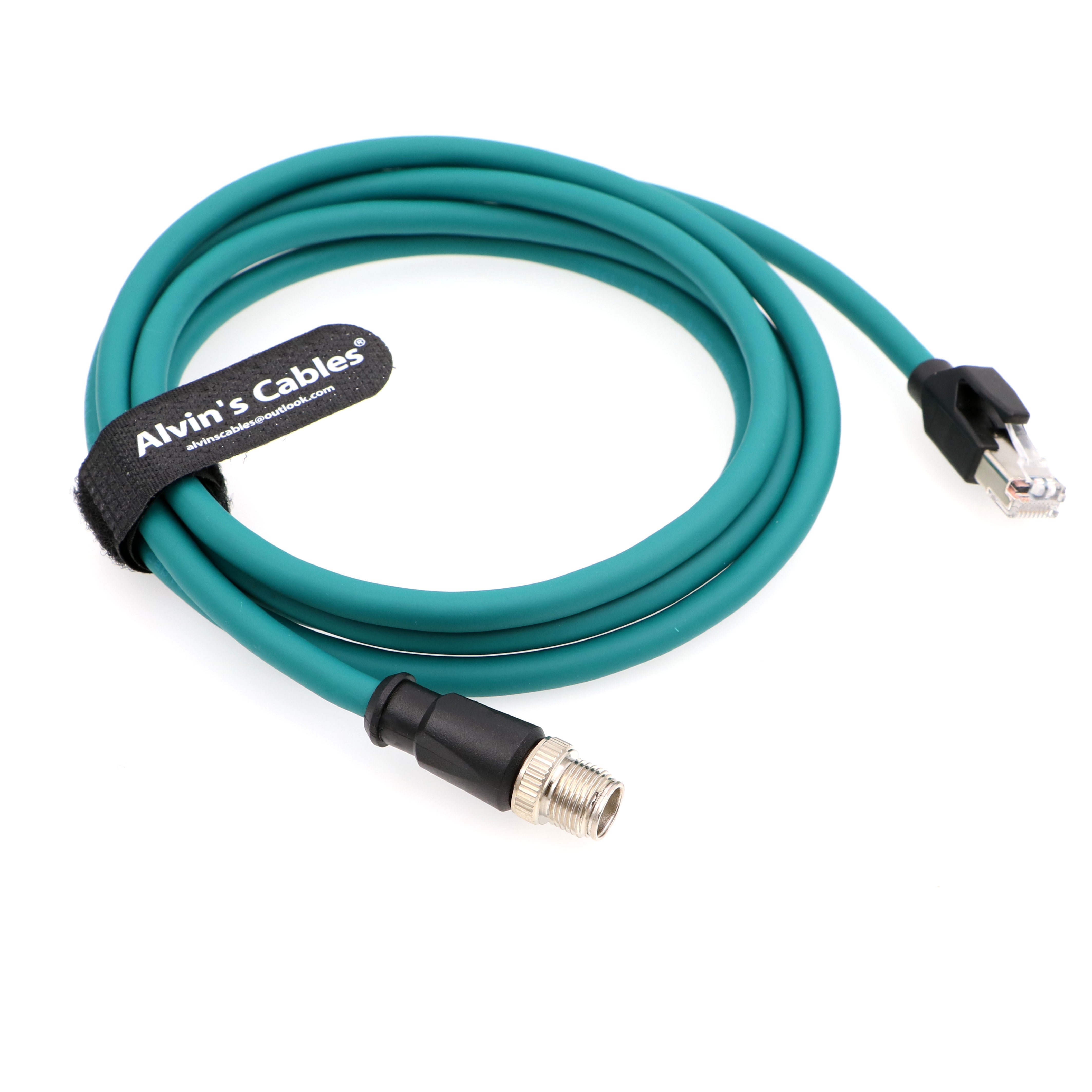Alvin’s Cables M12 8 Pole X-Code Male to RJ45 Cat6a Ethernet Shielded Cable for Cognex Industrial Camera