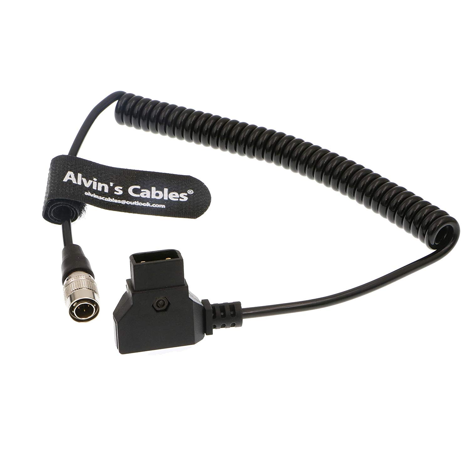 Alvin&#39;s Cables Sound Devices ZAXCOM Coiled Power Cable D Tap to 4 Pin Hirose Male