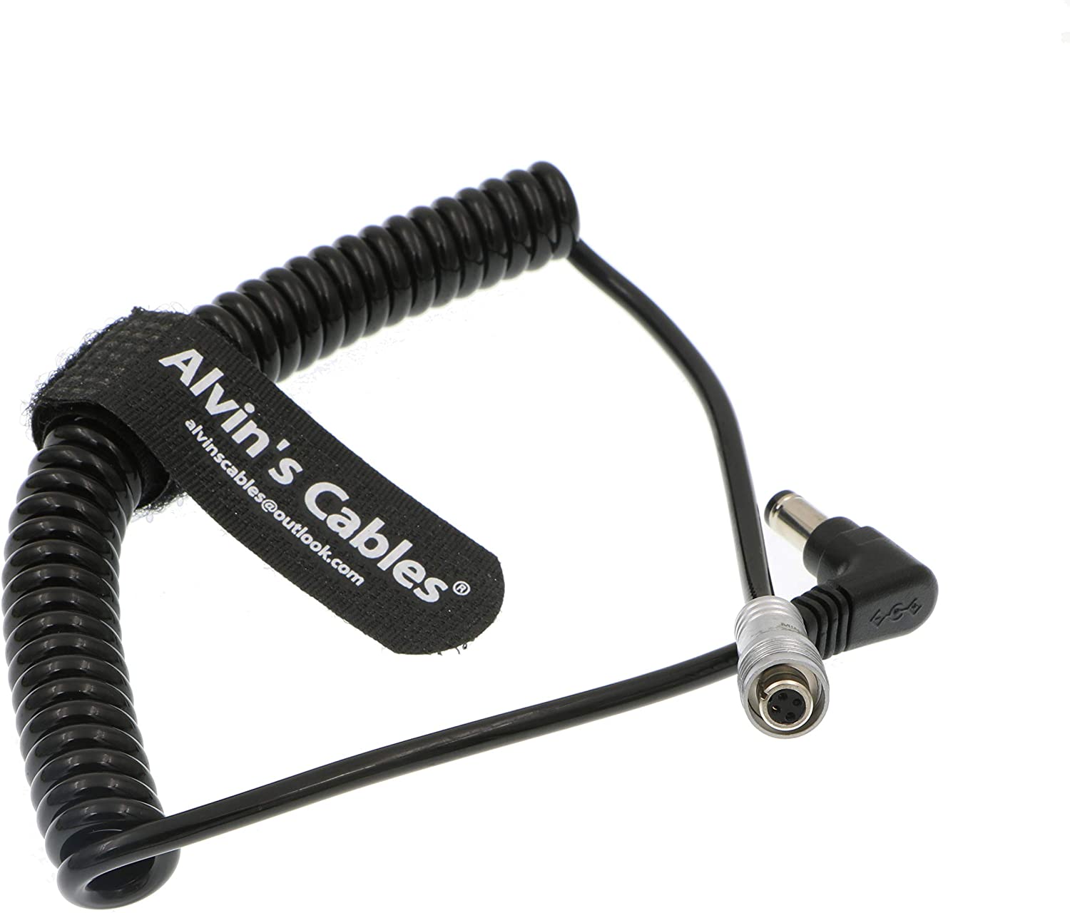 Alvin's Cables PORTKEYS BM5 BM7 Monitor Power Cable 4 Pin Female to DC Male Right Angle Coiled Power Cord