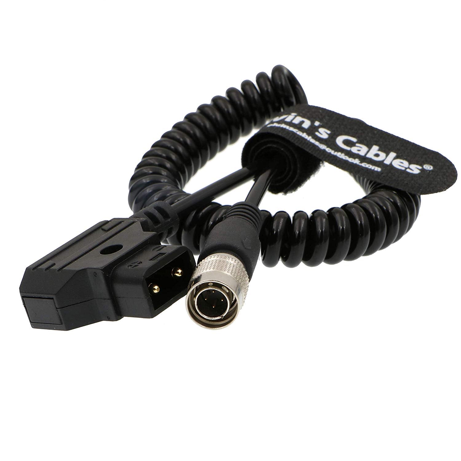 Alvin&#39;s Cables Sound Devices ZAXCOM Coiled Power Cable D Tap to 4 Pin Hirose Male