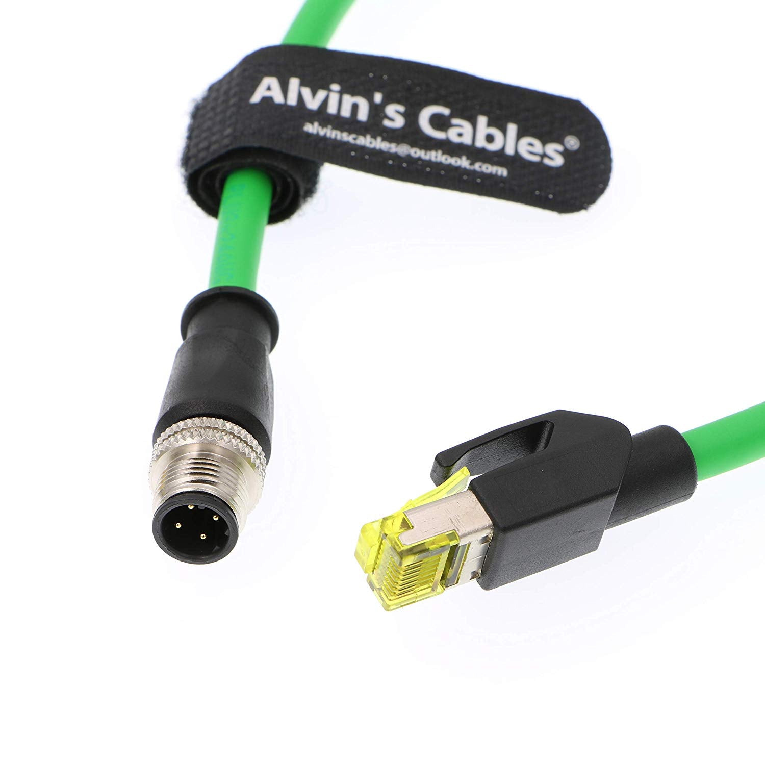 Alvin's Cables M12 4 Pin to RJ45 Industrial Ethernet Cable 4 Position D Coded Network Cord CAT5 Shielded Cable 1M