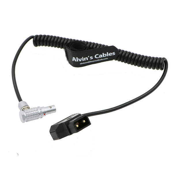 Alvin's Cables 2 Pin Male Right Angle to Anton Bauer D TAP Coiled Power Cable for Teradek ARRI