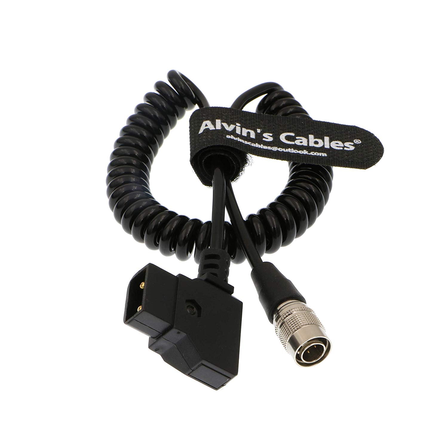 Alvin&#39;s Cables Sound Devices ZAXCOM Coiled Power Cable D Tap to 4 Pin Hirose Male