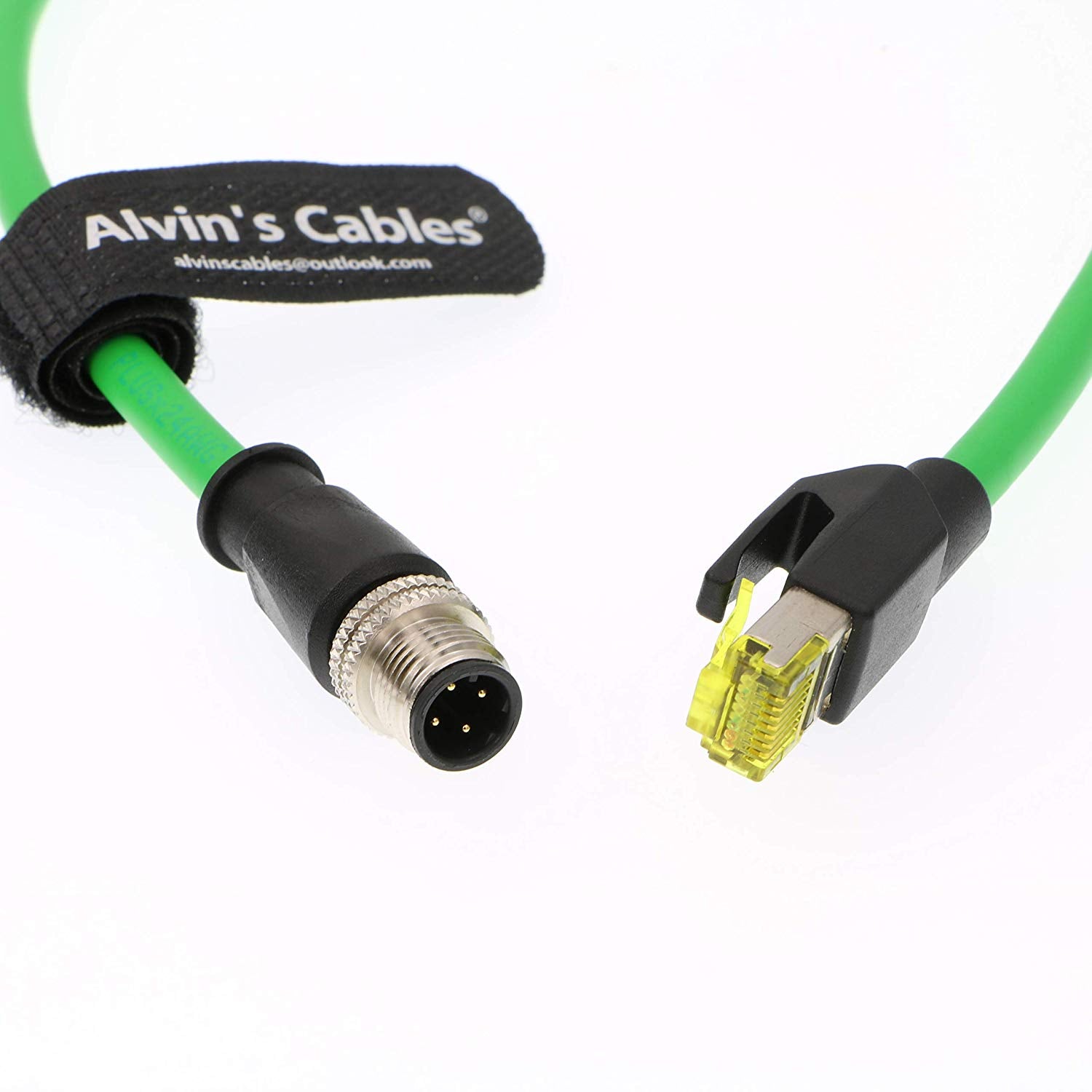Alvin&#39;s Cables M12 4 Position D Coded to RJ45 Ethernet Cable M12 4 Pin Male to RJ45 Male Network Shielded Cord Industrial Ethernet Cable