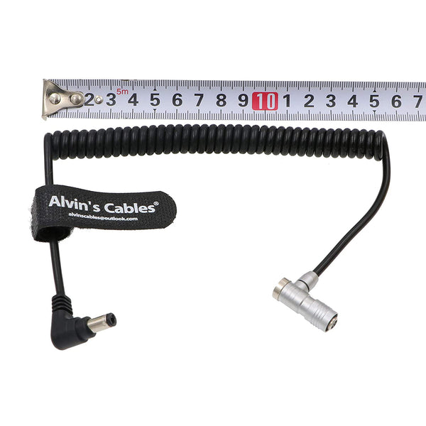 Alvin's Cables Portkeys BM5 BM7 rechtwinkliges Netzkabel für Monitore, 4-polige Buchse auf rechtwinkligen DC-Stecker, gewendeltes Netzkabel