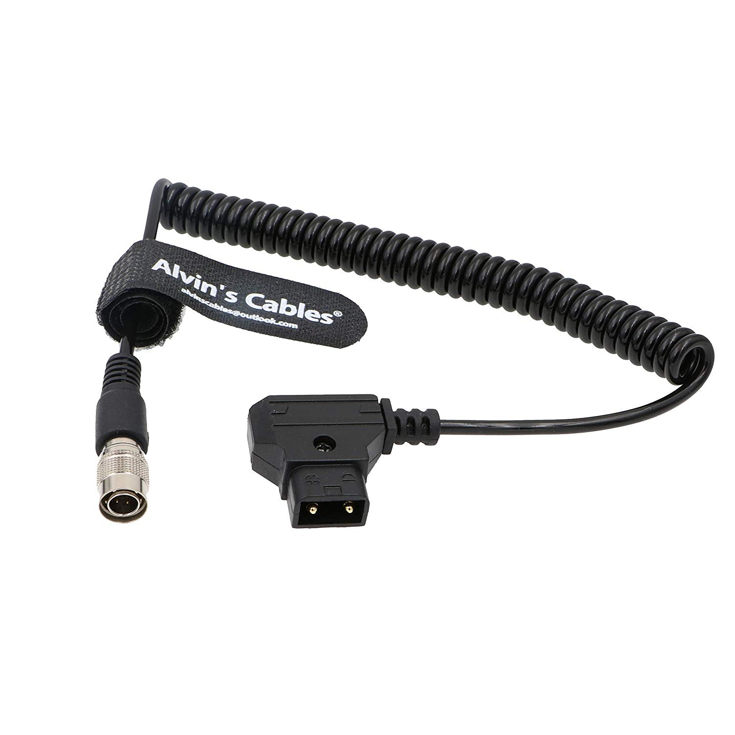 Alvin's Cables Sound Devices ZAXCOM Coiled Power Cable D Tap to 4 Pin Hirose Male