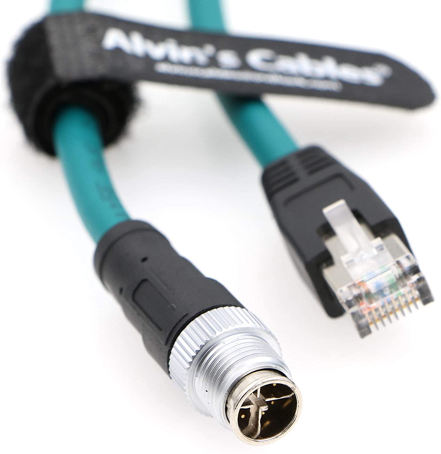 Alvin&#39;s Cables Ethernet Cable for Cognex in Sight 8200 8400 Series M12 8 Position X Code to RJ45 Shielded Cord for Industrial Camera P67 Waterproof
