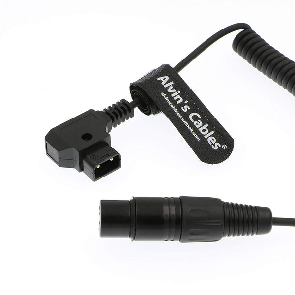 Alvin's Cables XLR 4 Pin Female to D Tap Coiled Power Cable for Practilite 602 DSLR Camcorder Sony F55 SXS Camera