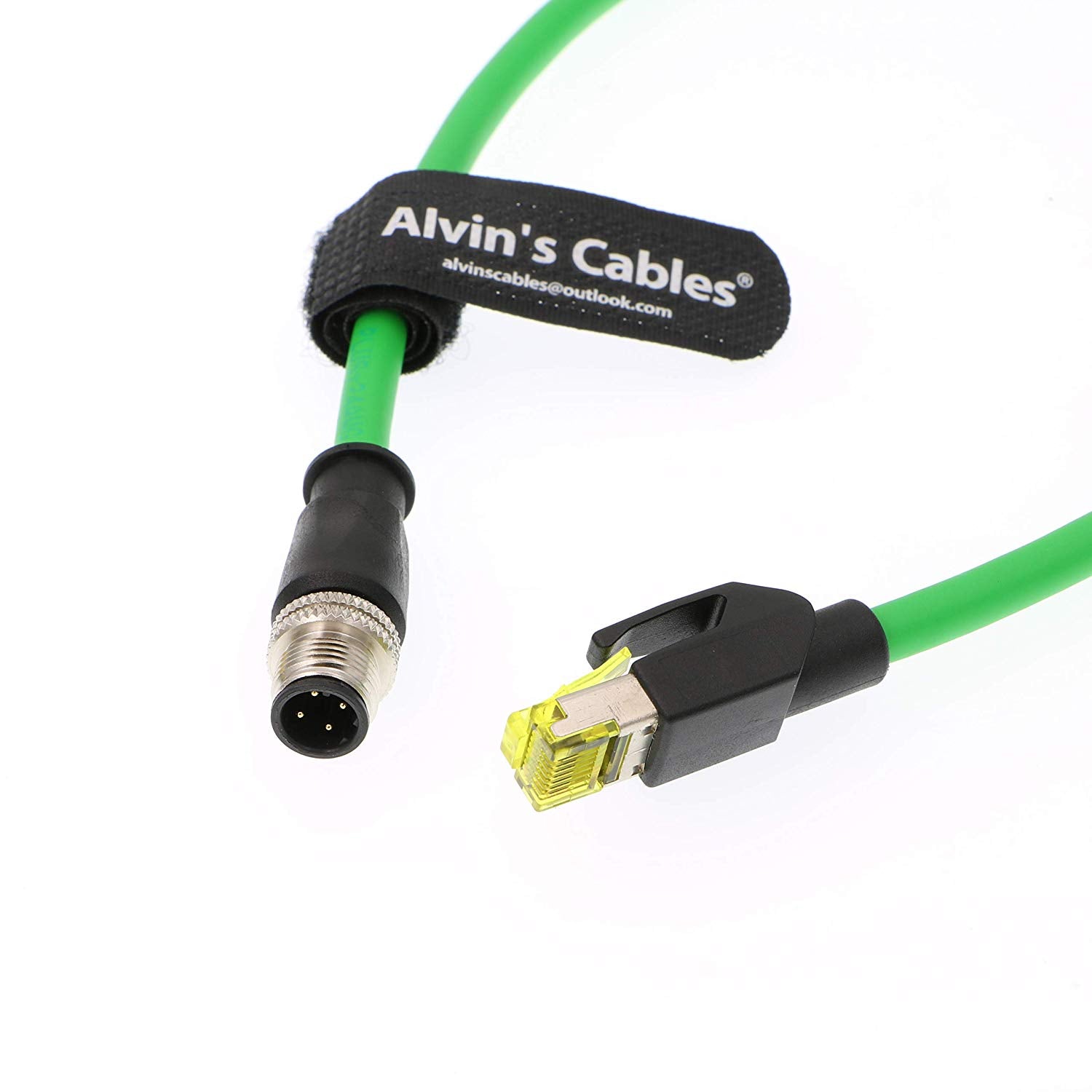 Alvin&#39;s Cables M12 4 Position D Coded to RJ45 Ethernet Cable M12 4 Pin Male to RJ45 Male Network Shielded Cord Industrial Ethernet Cable