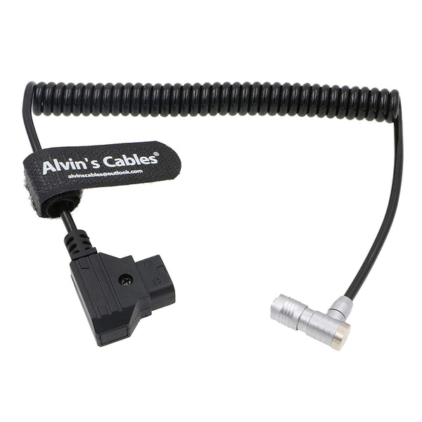 Alvin's Cables PORTKEYS BM5 BM7 Monitor Right Angle Power Cable 4 Pin Female to Anton Bauer D-TAP Male Coiled Power Cord