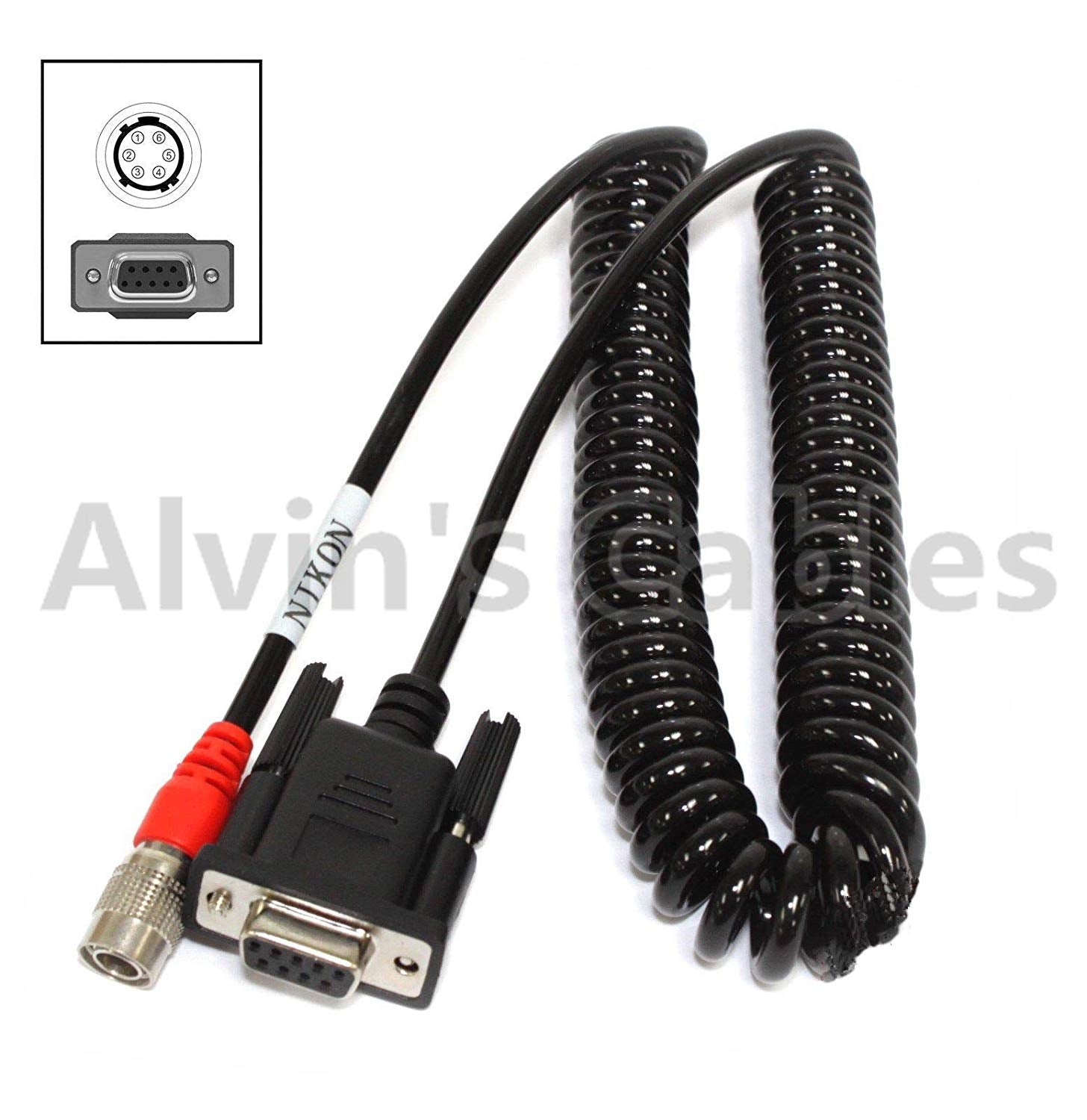 Alvin&#39;s Cables 6 Pin Hirose Male to DB9 Total Station to Data Collector Cable for Nikon Surveying TDS Carlson Spectra