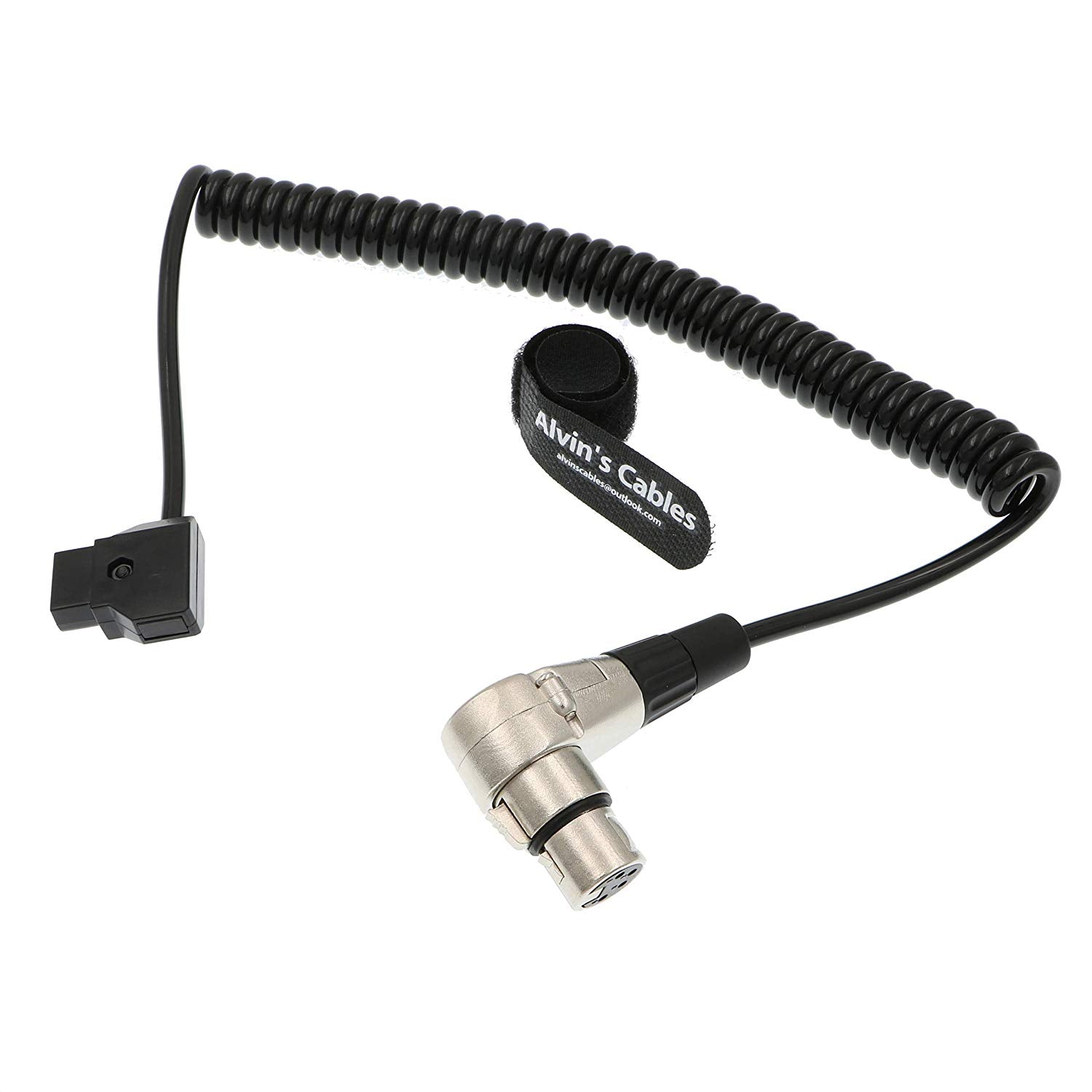 Alvin's Cables XLR 4-polige Buchse, rechtwinklig zu D-Tap, gewendeltes Stromkabel für ARRI Alexa-Kameramonitor