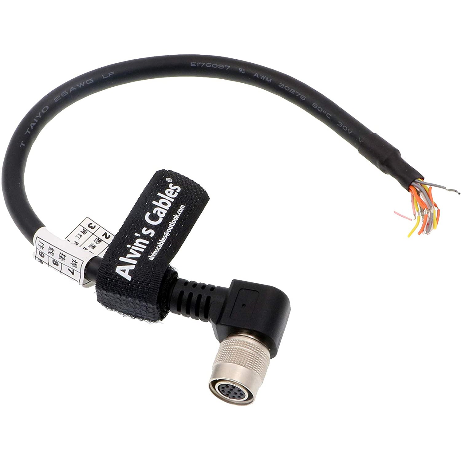 Alvin's Cables 12-polige rechtwinklige Hirose-Buchse auf abgeschirmtes Kabel mit offenem Ende für Probilt GIGE-Kameras