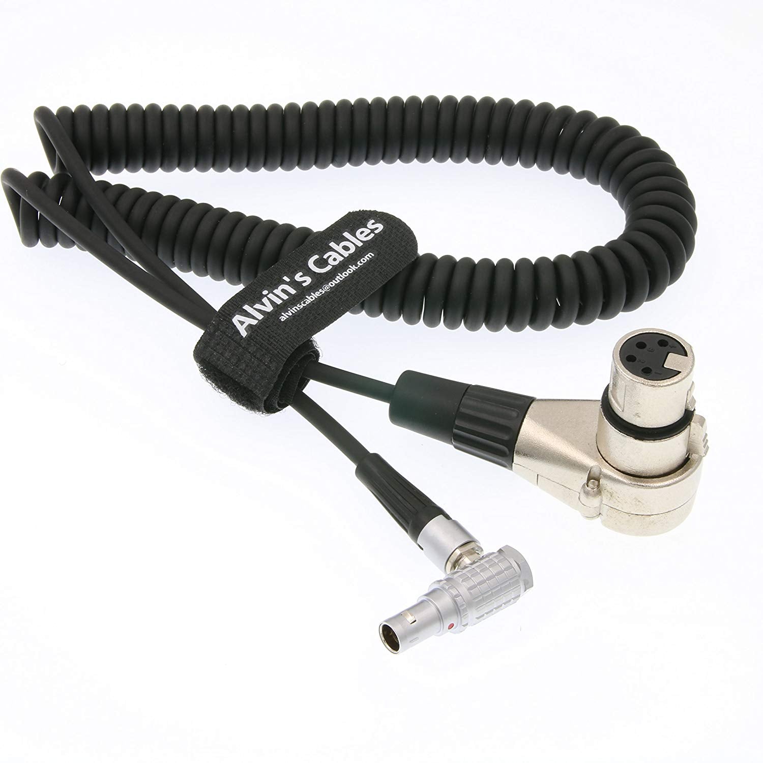 Alvin's Cables XLR 4-polig auf rechtwinkliges 0B 2-poliges Stromfederkabel für ARRI Alexa Kameramonitor