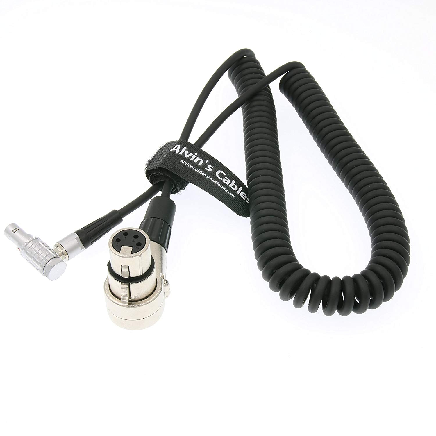 Alvin’s Cables XLR 4pin to Right Angle 0B 2pin Power Spring Cable for ARRI Alexa Camera Monitor